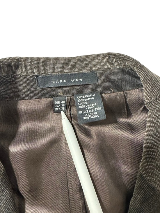 ZARA MAN CORDUROY BLAZER JACKET BROWN SIZE 38 MEN'S - Picture 5 of 9